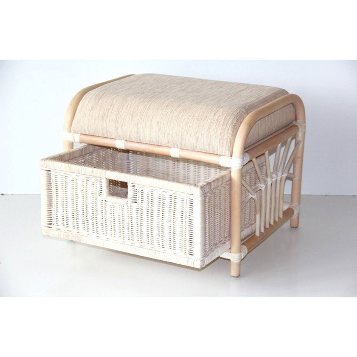 Stunning Textured Rattan Storage Ottoman For Home Office image